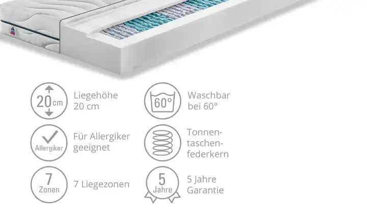 IRISETTE7-Zonen Tonnentaschenfederkern-Matratze IRISETTE Sylt TTFK Neuheiten