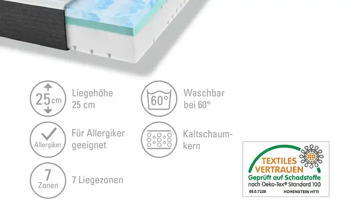 MATZ & CO2-in-1 Kaltschaum-Matratze 80 x 200 cm MATZ & CO zollfrei