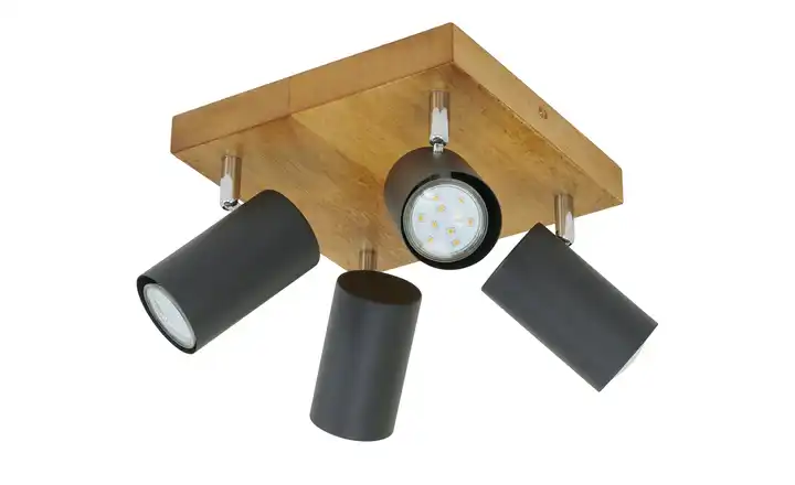 TrioDeckenspot, 4-flammig, schwarz / Eiche Exklusive Angebote