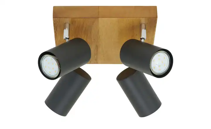 TrioDeckenspot, 4-flammig, schwarz / Eiche Exklusive Angebote