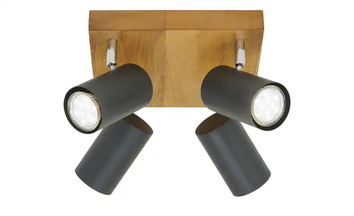 TrioDeckenspot, 4-flammig, schwarz / Eiche Exklusive Angebote