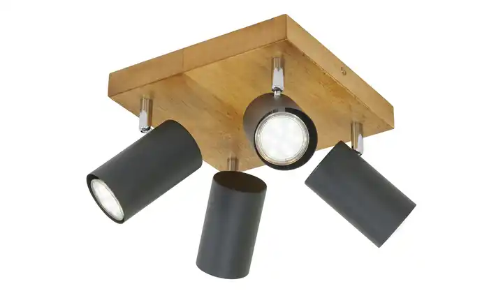 TrioDeckenspot, 4-flammig, schwarz / Eiche Exklusive Angebote