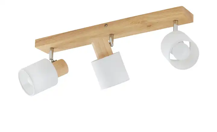 KHGDeckenstrahler, 3-flammig, Holz/ Stoffschirm weiß Wochenangebot