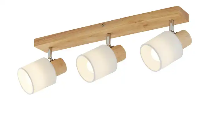 KHGDeckenstrahler, 3-flammig, Holz/ Stoffschirm weiß Wochenangebot