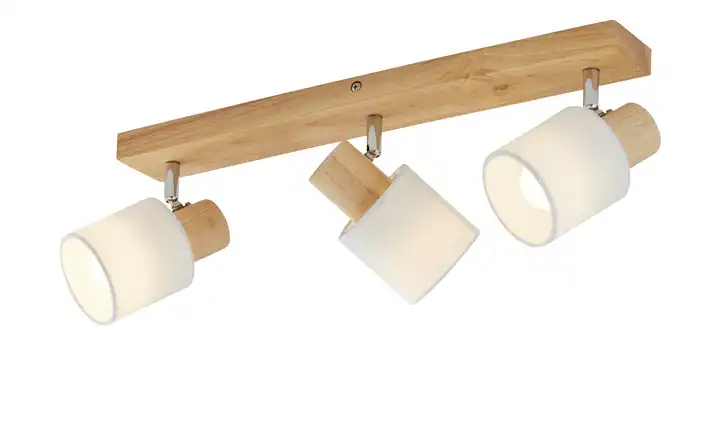 KHGDeckenstrahler, 3-flammig, Holz/ Stoffschirm weiß Wochenangebot