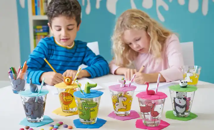 LEONARDOKinder Trink - Set 9-tlg. Flamingo /Einhorn / Panda Bambini Fabrikpreis