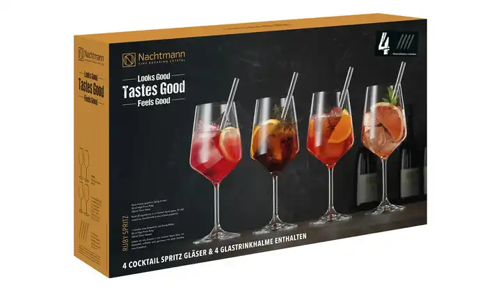Cocktail- / Spritzgläser mit Glastrinkhalmen 4er Set Tastes Good Valentinstagsangebot