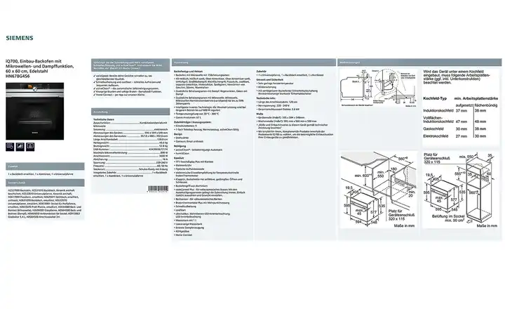 SIEMENSEinbau-Backofen HN 678 G4S6 2025