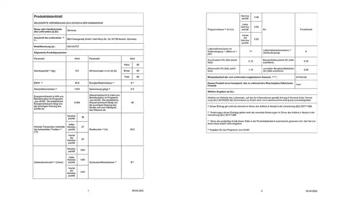 SIEMENSWaschvollautomat WU14UT21 Angebote