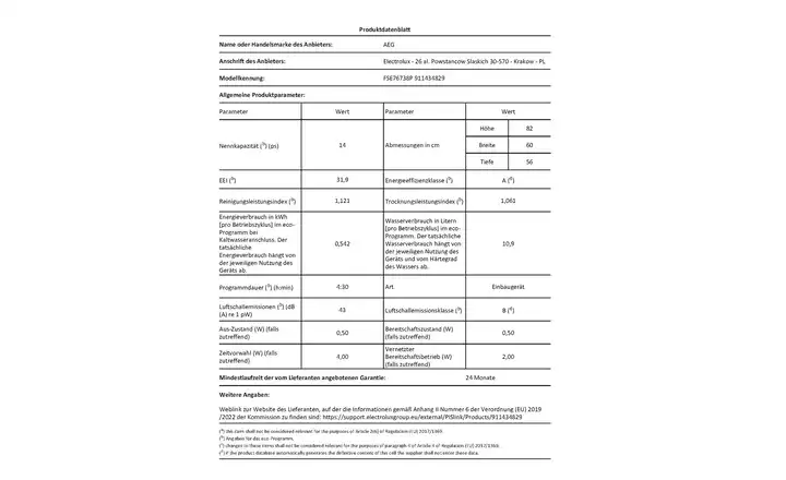 AEGEinbau-Geschirrspüler FSE76738P Online Shopping