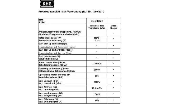 KHGBodenstaubsauger BS-703MT Super Sparpreis