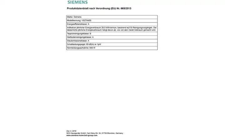 SIEMENSBodenstaubsauger VSZ7A400 Super Rabatt
