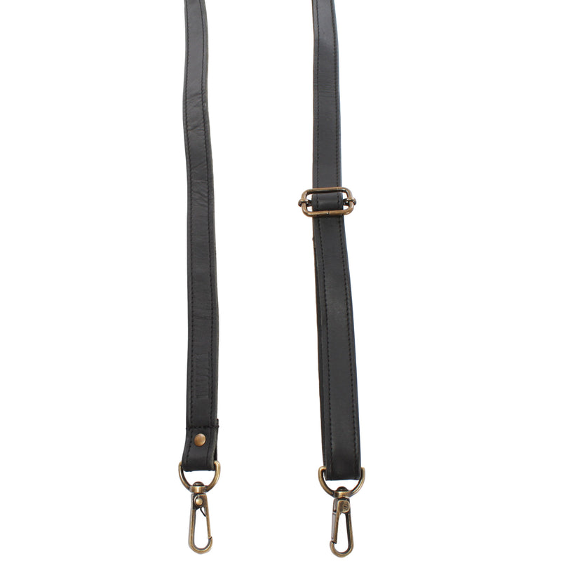 Leconi Trageriemen Leder schwarz schmal 150cm LEC-R4 Preisnachlass
