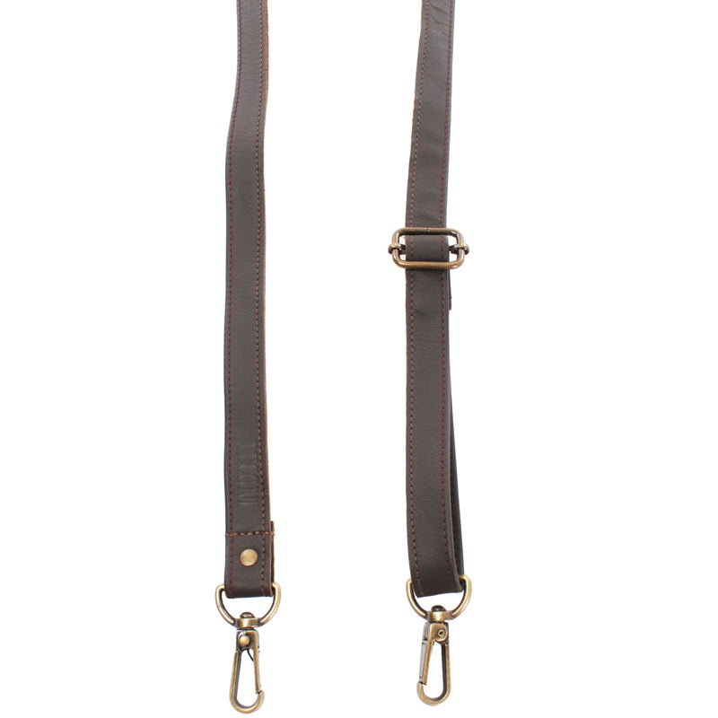 Leconi Trageriemen Leder dunkelbraun schmal 150cm LEC-R4 Valentinstagsangebot