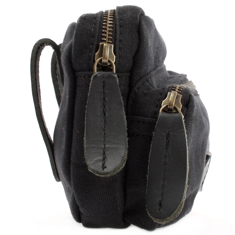 Leconi Gürteltasche Bauchtasche Hüfttasche Leder Canvas schwarz LE3037 Jubiläumsangebot