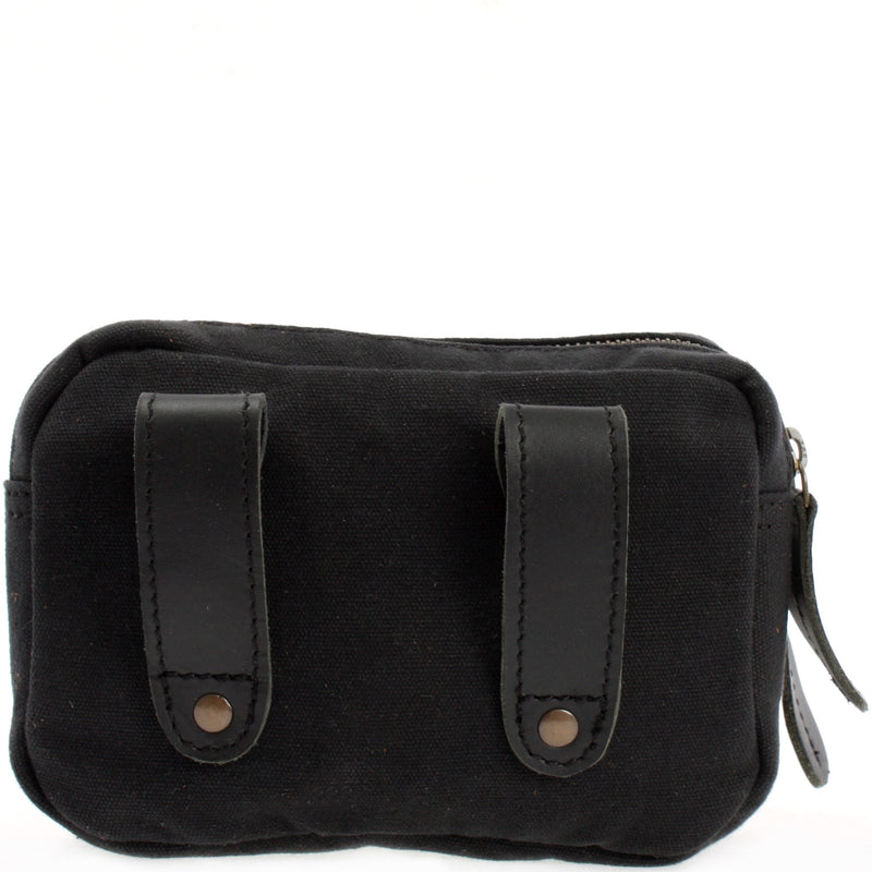 Leconi Gürteltasche Bauchtasche Hüfttasche Leder Canvas schwarz LE3037 Jubiläumsangebot