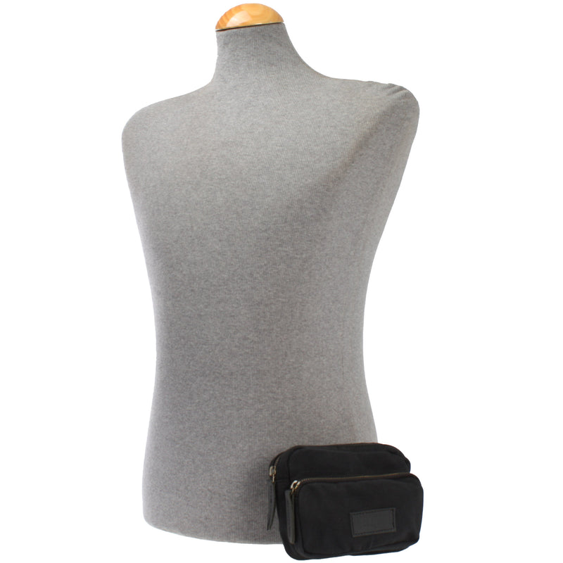 Leconi Gürteltasche Bauchtasche Hüfttasche Leder Canvas schwarz LE3037 Jubiläumsangebot