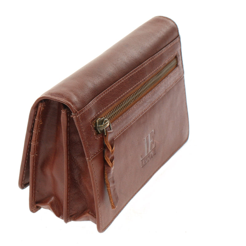 Leconi Geldbörse Damen Clutch Portemonnaie Leder braun LE9016 Heißer Verkauf