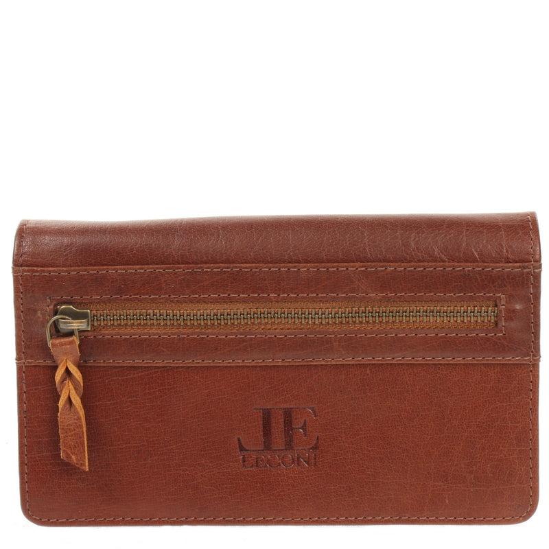Leconi Geldbörse Damen Clutch Portemonnaie Leder braun LE9016 Heißer Verkauf