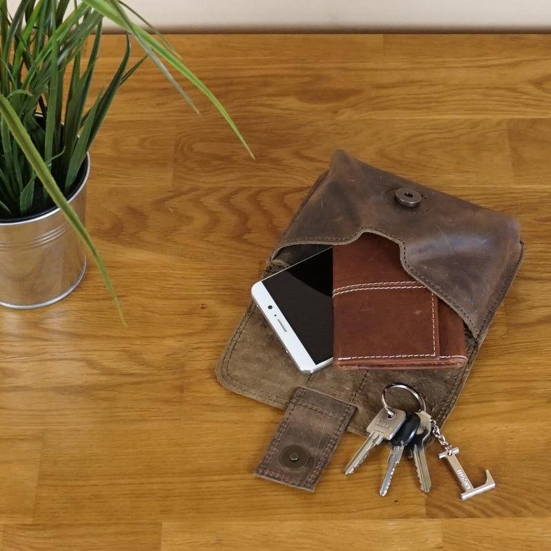 Leconi Gürteltasche Bauchtasche Hüfttasche Damen Herren Leder schlamm LE9005 Top Angebot