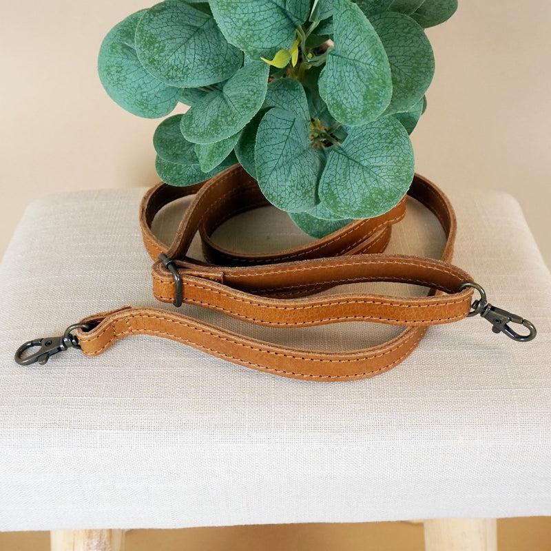 Leconi schmaler Trageriemen Schultergurt Leder 1,6cm x 150cm cognac LEC-R8 Blitzangebot