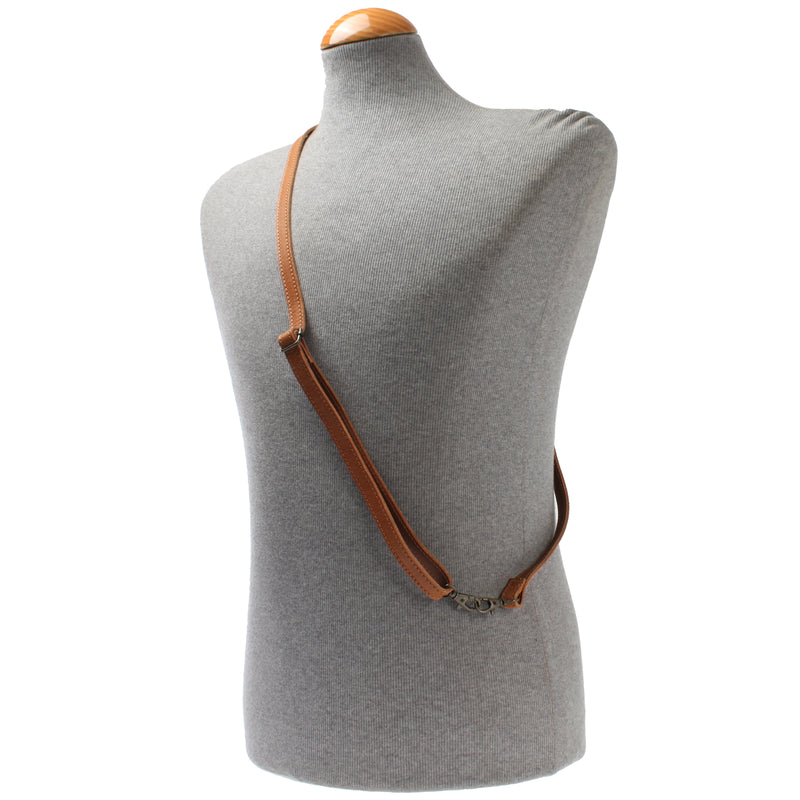 Leconi schmaler Trageriemen Schultergurt Leder 1,6cm x 150cm cognac LEC-R8 Blitzangebot