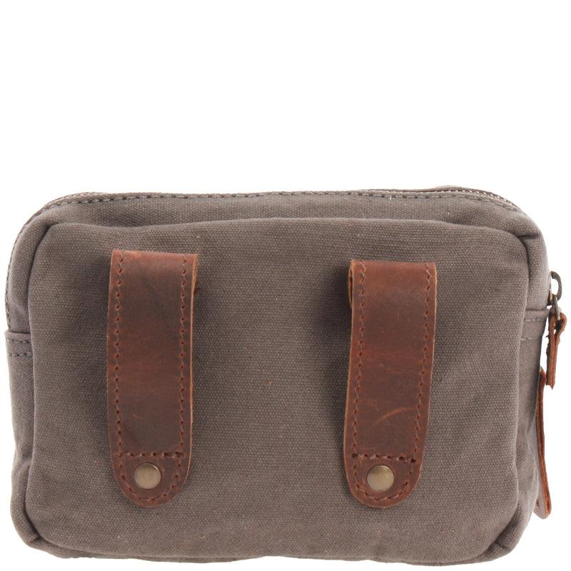 Leconi Gürteltasche Bauchtasche Canvas Rindsleder grau LE3037 Neuheiten