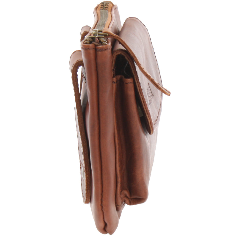 Leconi Gürteltasche Bauchtasche Hüfttasche Damen Herren Rindsleder braun LE9019 Räumungsverkauf