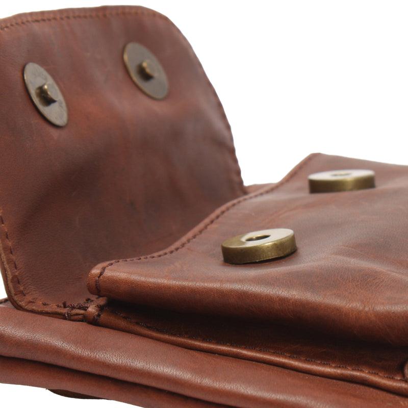 Leconi Gürteltasche Bauchtasche Hüfttasche Damen Herren Rindsleder braun LE9019 Räumungsverkauf