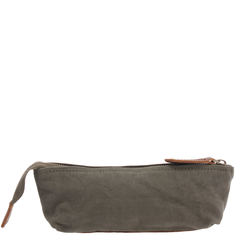 Leconi Stiftemappe Federtasche Stifteetui Federmappe Damen Herren Canvas Leder grün LE9026 Neueste Stile