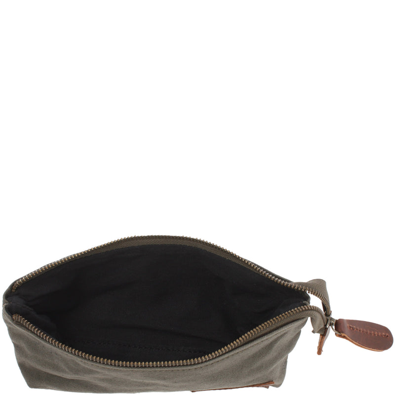 Leconi Stiftemappe Federtasche Stifteetui Federmappe Damen Herren Canvas Leder grün LE9026 Neueste Stile