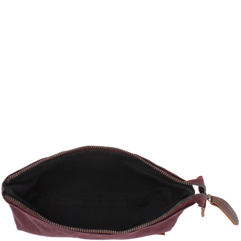 Leconi Stiftemappe Federtasche Stifteetui Federmappe Damen Herren Canvas Leder bordeaux LE9026 Letzte 2 Tage