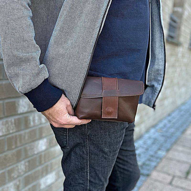 Leconi große Gürteltasche Bauchtasche Hüfttasche Damen Herren Rindsleder braun LE9030 Bis zu 60% Rabatt