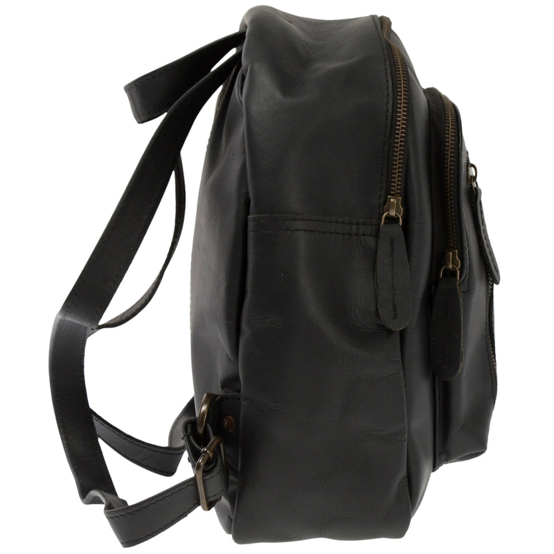 Leconi kleiner Rucksack Freizeitrucksack Lederrucksack Leder schwarz LE1011 Bis zu 65% Rabatt