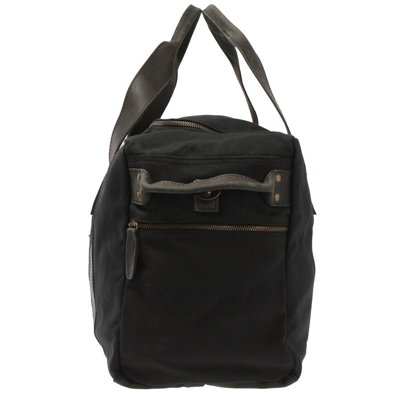 Leconi Weekender Sporttasche Reisetasche Damen Herren Leder Canvas schwarz LE2014 Nur für heute