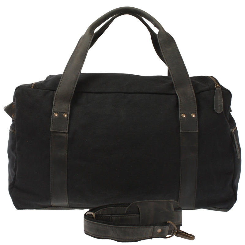 Leconi Weekender Sporttasche Reisetasche Damen Herren Leder Canvas schwarz LE2014 Nur für heute