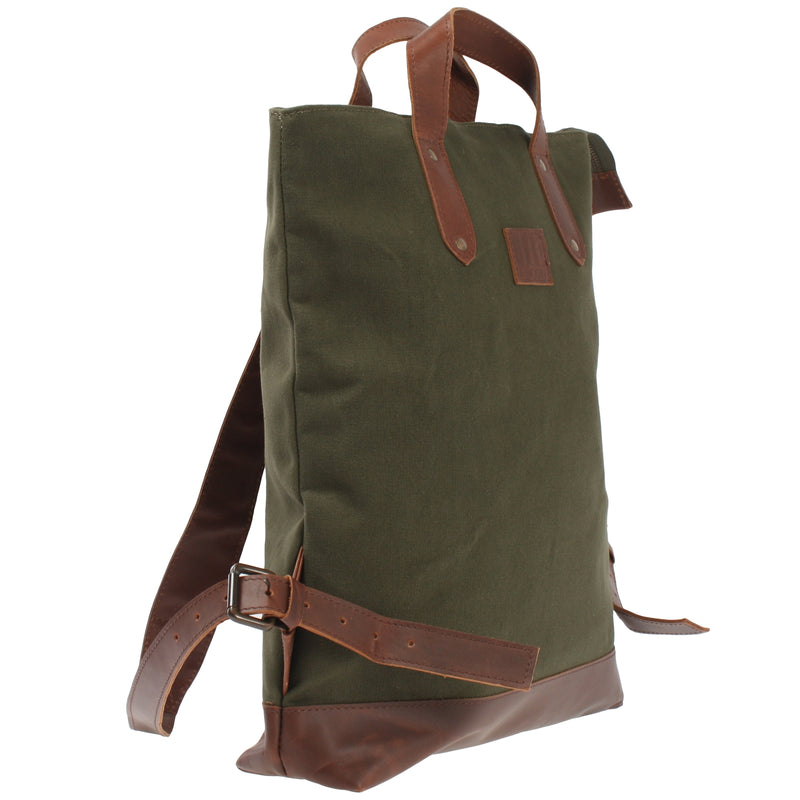 Leconi Freizeitrucksack Rucksack DIN A4 Canvas Leder grün LE1021 Sonderangebot der Fabrik