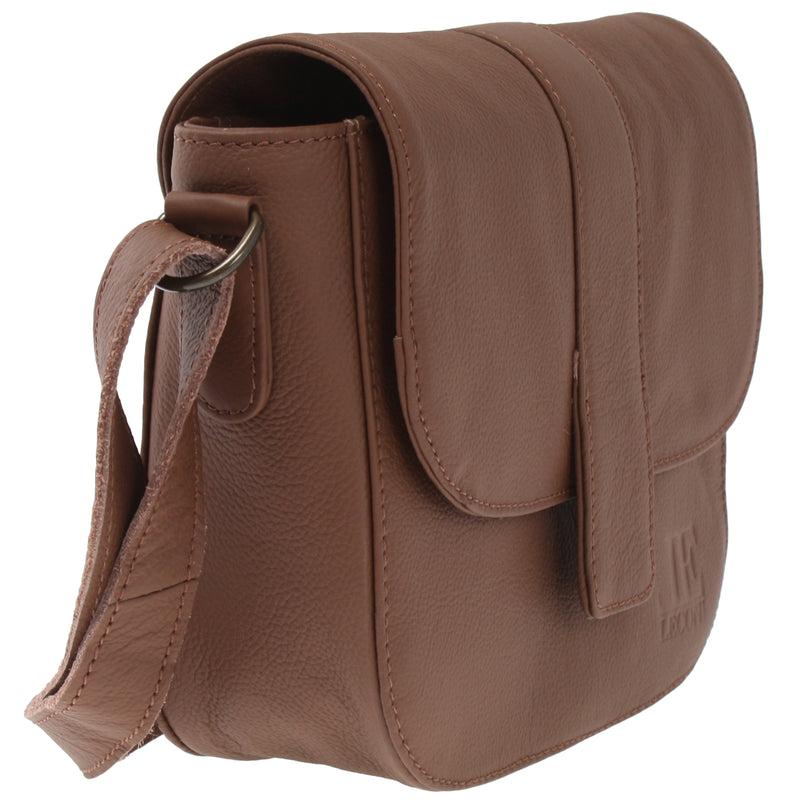 Leconi kleine Schultertasche Umhängetasche Damentasche Leder rehbraun LE0074 Vierteljährliche Förderung