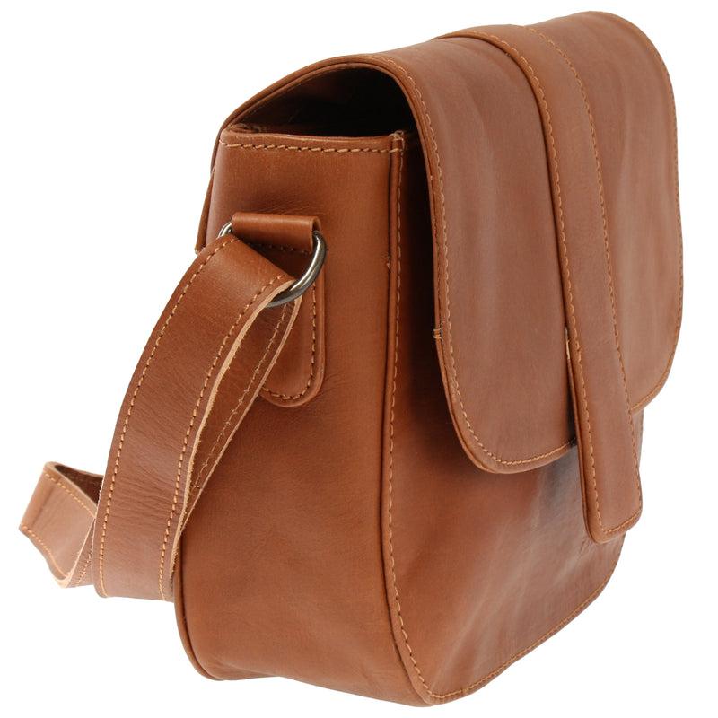Leconi kleine Schultertasche Umhängetasche Damentasche Leder cognac LE0074 Bis zu 55% Rabatt