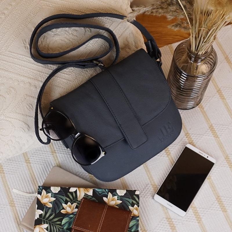 Leconi kleine Schultertasche Umhängetasche Damentasche Leder navy LE0074 Discount Store für neue Produkte