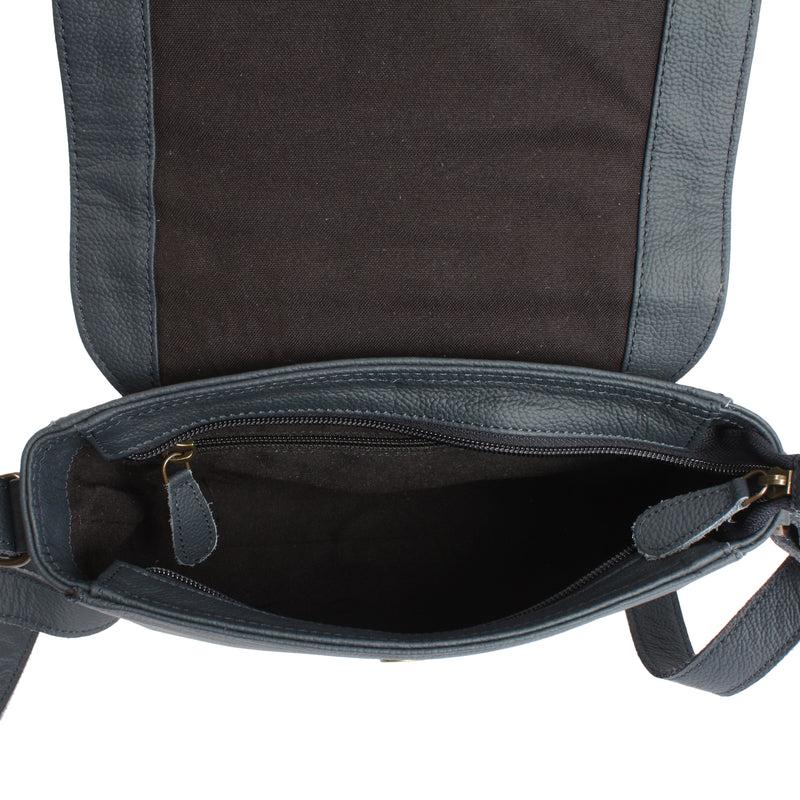 Leconi kleine Schultertasche Umhängetasche Damentasche Leder navy LE0074 Discount Store für neue Produkte