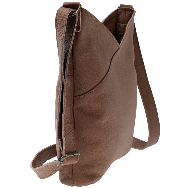 Leconi Damentasche Umhängetasche Handtasche Leder rehbraun LE0065 Super Rabatt