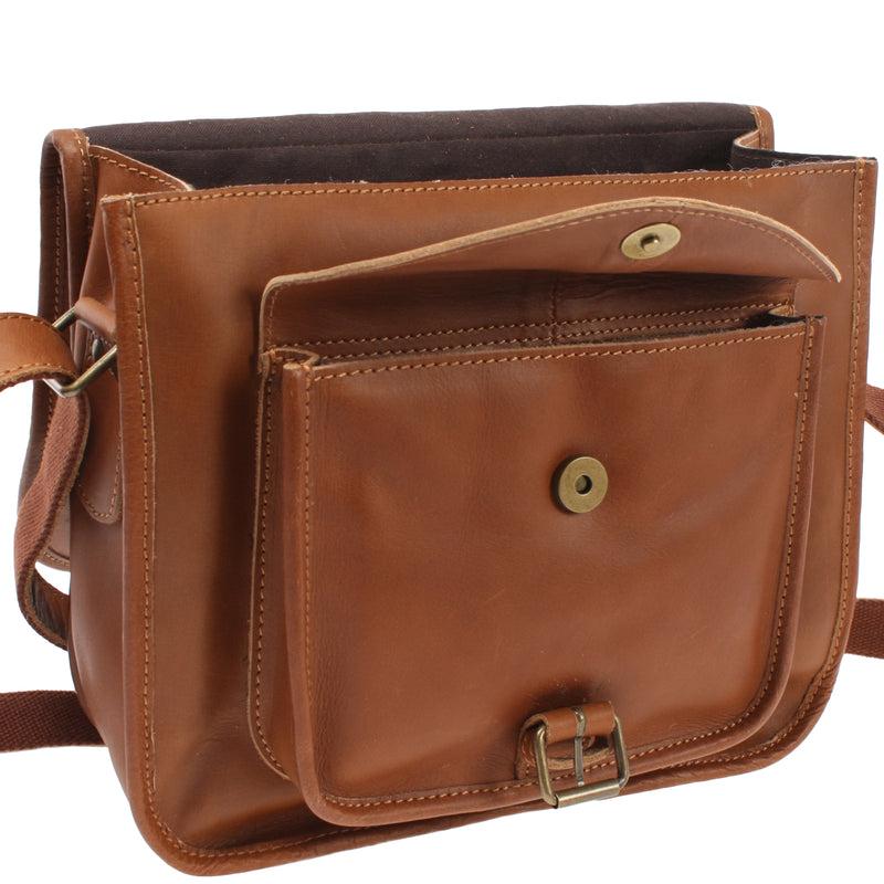Leconi Umhängetasche Schultertasche Freizeittasche Büffelleder cognac LE3085 Riesige Rabatte