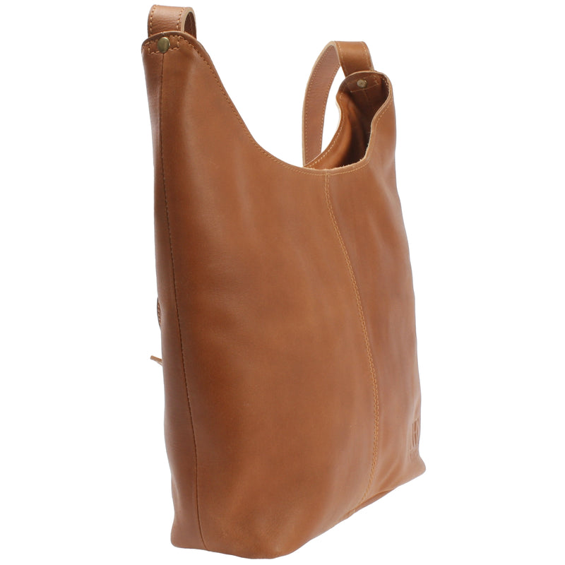 Leconi mittlere Umhängetasche Schultertasche Beuteltasche Damentasche Leder cognac LE0072 Kostenloser Versand international