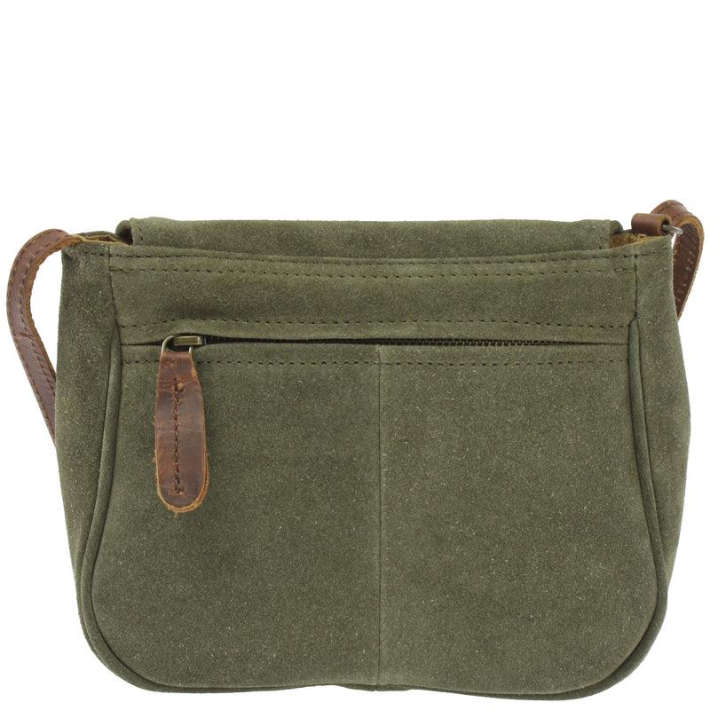 Leconi kleine Umhängetasche Ledertasche Damentasche Schultertasche Veloursleder grün LE3047 Fabrikladen