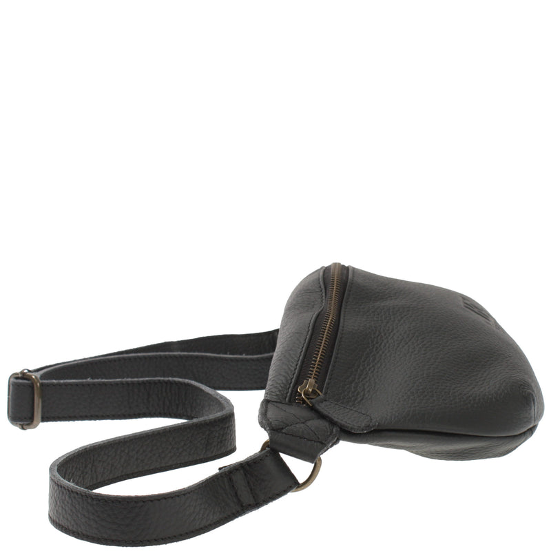 Leconi große Bauchtasche Umhängetasche Crossbody Ledertasche Leder schwarz LE3088 Begrenzt auf 3 Tage