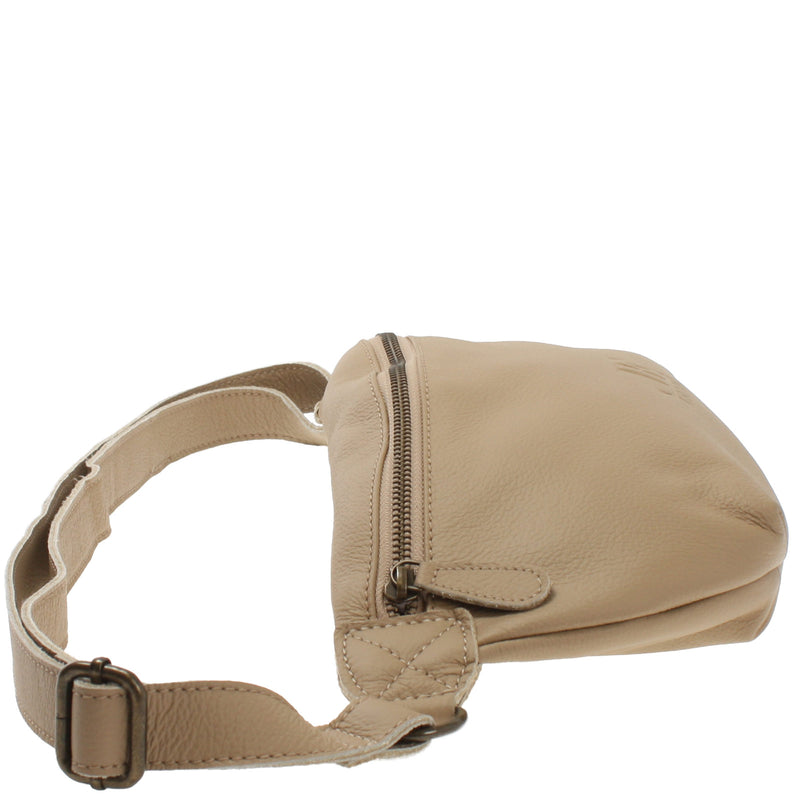 Leconi große Bauchtasche Umhängetasche Crossbody Ledertasche Leder sand LE3088 Black Friday Preise
