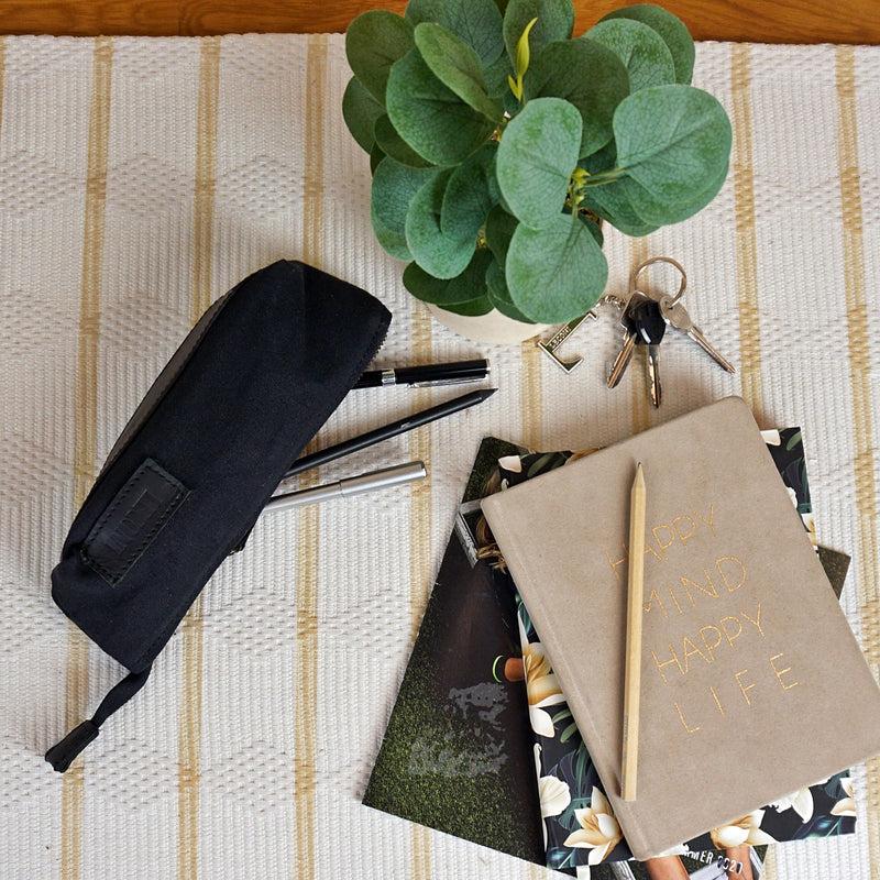 Leconi Stiftemappe Federtasche Stifteetui Federmappe Damen Herren Canvas Leder schwarz LE9026 Rabatte dieses Monats
