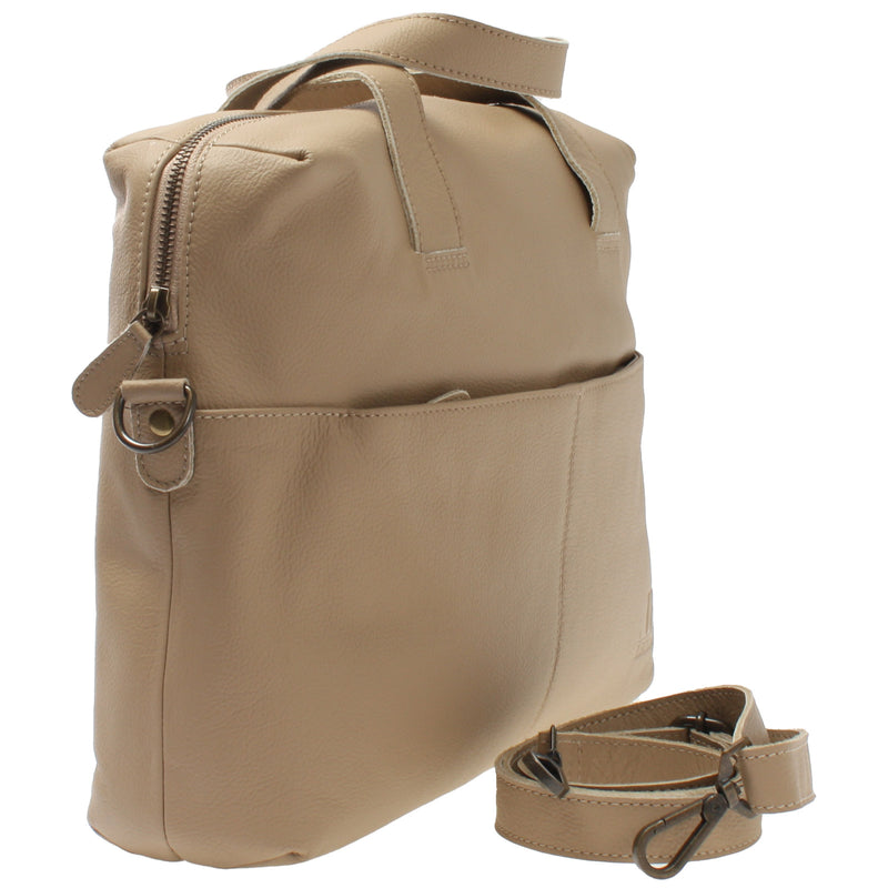 Leconi Schultertasche Henkeltasche Shopper DIN A4 Handtasche Damen Leder sand LE0059 Online