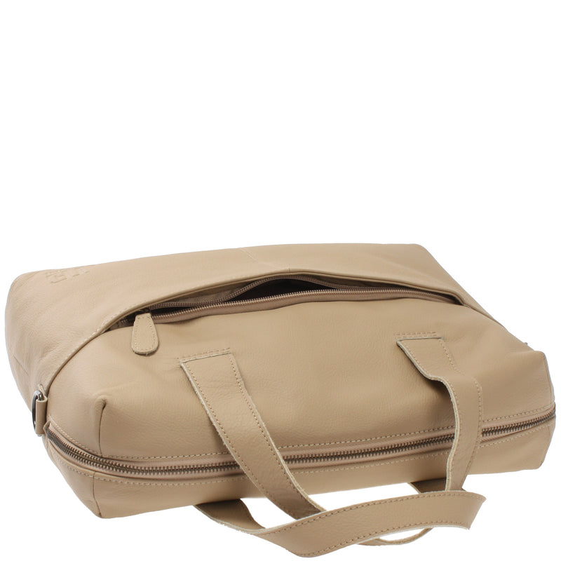 Leconi Schultertasche Henkeltasche Shopper DIN A4 Handtasche Damen Leder sand LE0059 Online